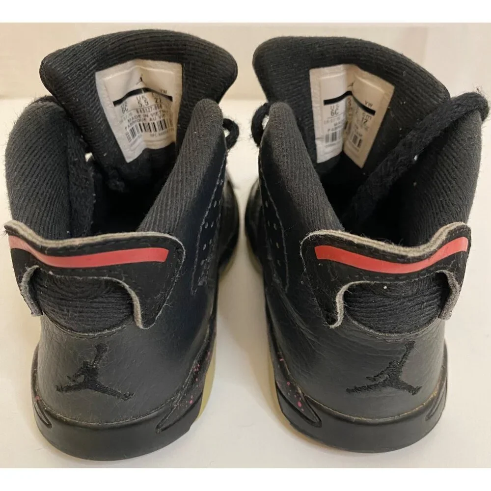 Nike Infant Toddler 6C Air Jordan VI Retro Hyper Sneakers Black/Pink Hi-Top‎